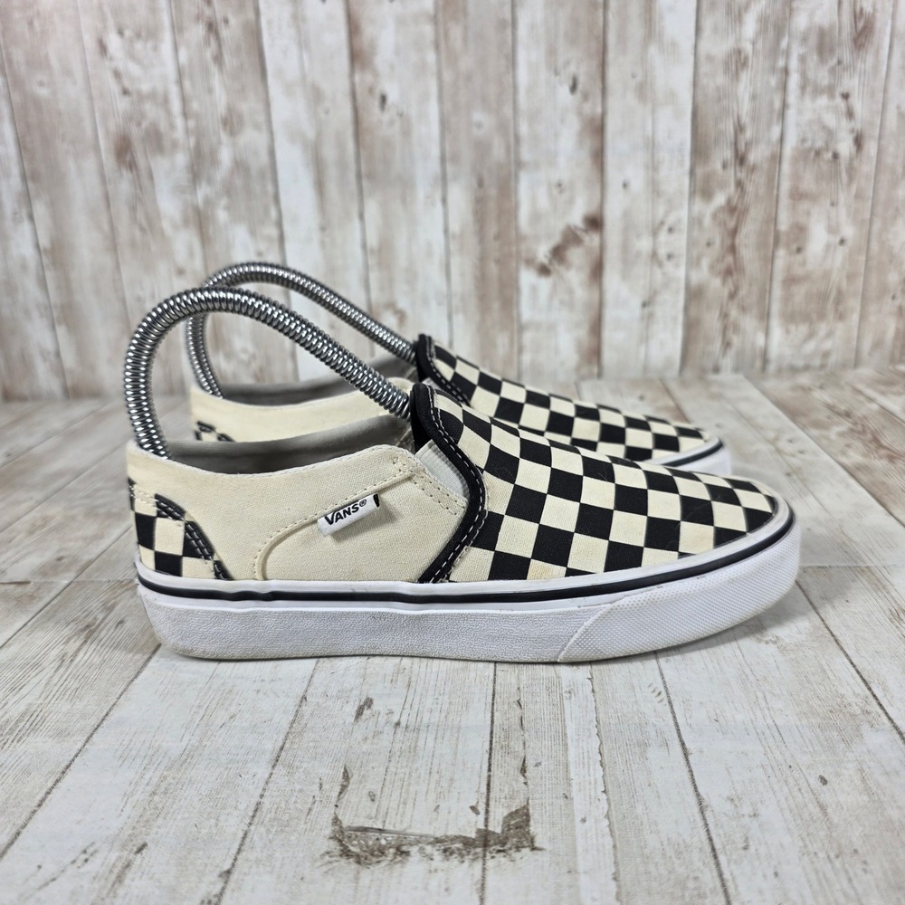 Vans Classic Slip-On Checkerboard Black White Canvas Sneakers Womens 5 500714